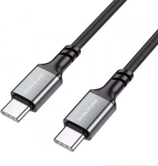 Borofone USB 2.0 Cable USB-C male - USB-C 60W Μαύρο 1m