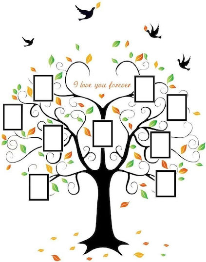 Self-Adhesive PVC Wall Furniture Sticker Kitchen Tree Design 9 Photo Frames Family Memories Size 204 x 160 cm Original Deals