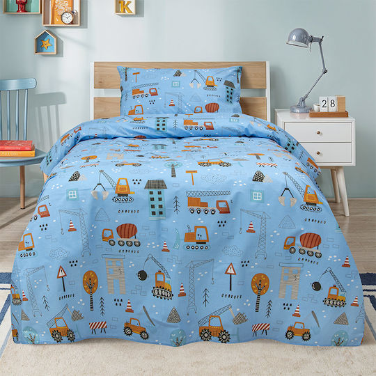 Lino Home Комплект Детски Плик за Завивка Единичен с Калъфка Памучен Petrol 160x240бр