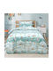 Lino Home Set Kinderbettbezug Einzel mit Kissenbezug Baumwolle Petrol 160x240cm