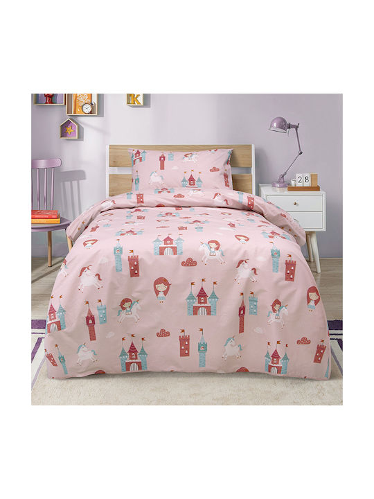 Lino Home Σετ Παιδική Παπλωματοθήκη Μονή Ροζ Lino Home Σετ Παιδική Παπλωματοθήκη Μονή Ροζ