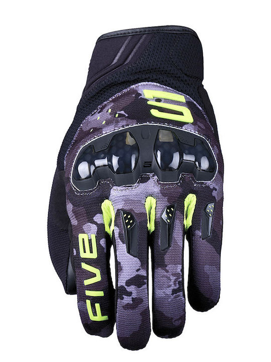 Five RSX Καλοκαιρινά Ανδρικά Γάντια Μηχανής Camo Black/Fluo