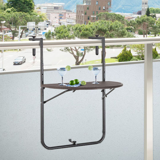 with Rattan Surface and Metal Frame Brown 60x39x73cm
