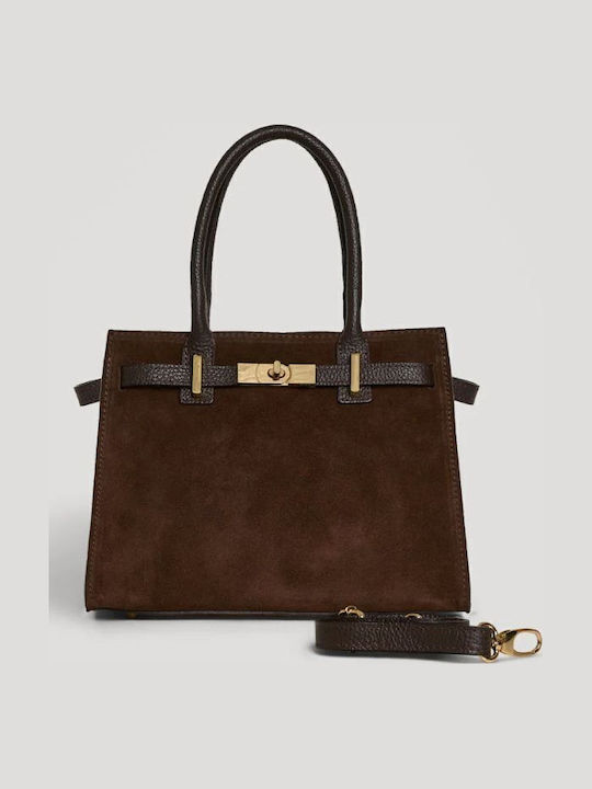 Leather Women's Shoulder and Crossbody Bag Suede Brown