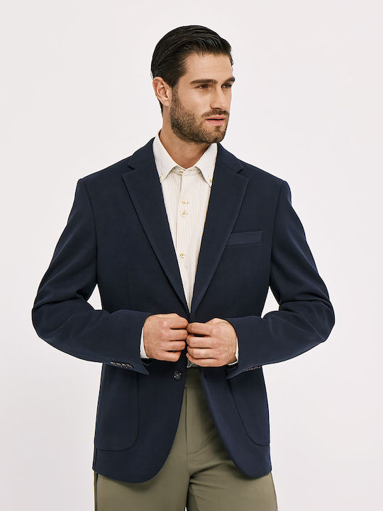 Men's Winter Suit Jacket Slim Fit Blue