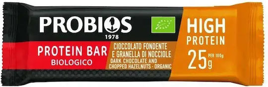 Probios Protein Bar Μπάρες με 25% Πρωτεΐνη & Γεύση Μαύρη Σοκολάτα Και Φουντούκι 8x40gr