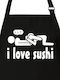 Black Kitchen Apron I Love Sushi