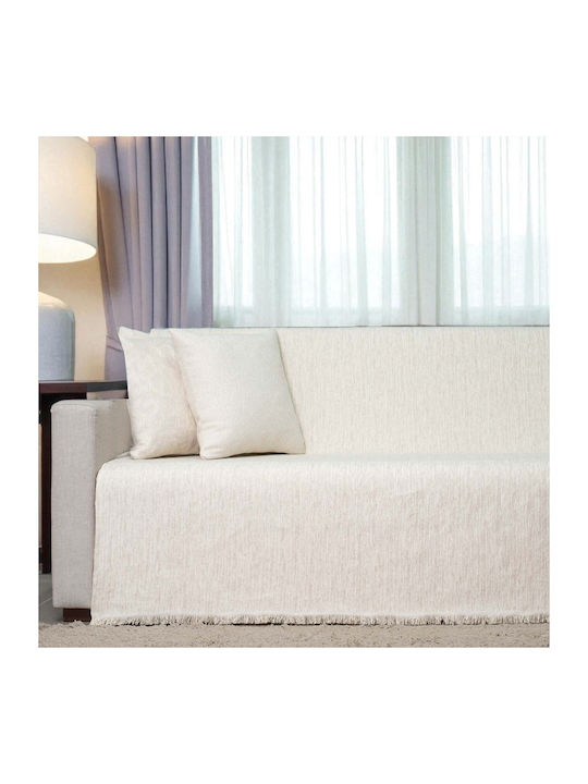 Cotone Throws & Couch Blankets Double Sofa Chenille 180x240cm Ecru