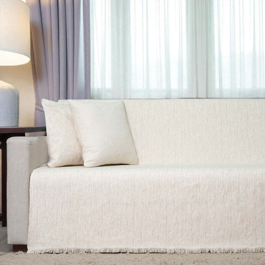 Cotone Throws & Couch Blankets Double Sofa Chenille 180x240cm Ecru