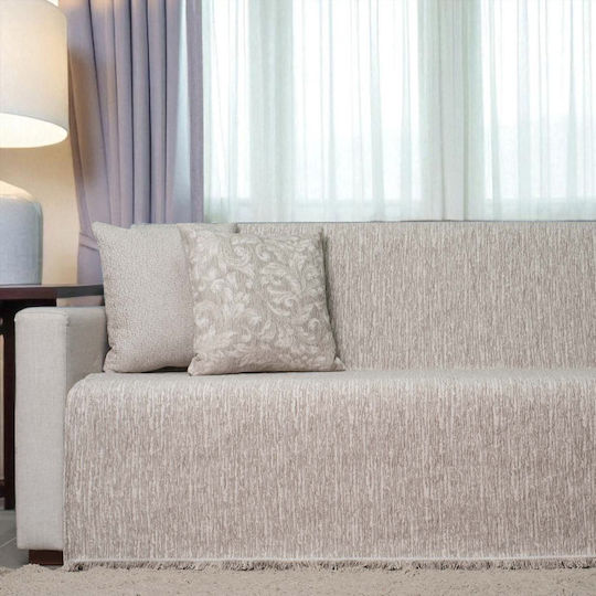 Cotone Four-Seater Sofa Throw Chenille 180x340cm Greige