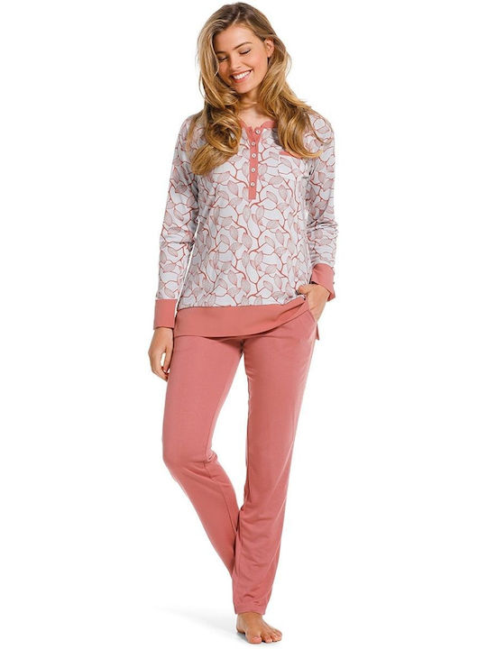 Pastunette Winter Damen Pyjama-Set Coral-lilac