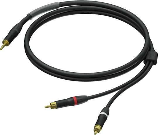 Procab Procab 3.5mm Jack Cable - 2x RCA Male Black 1.5m