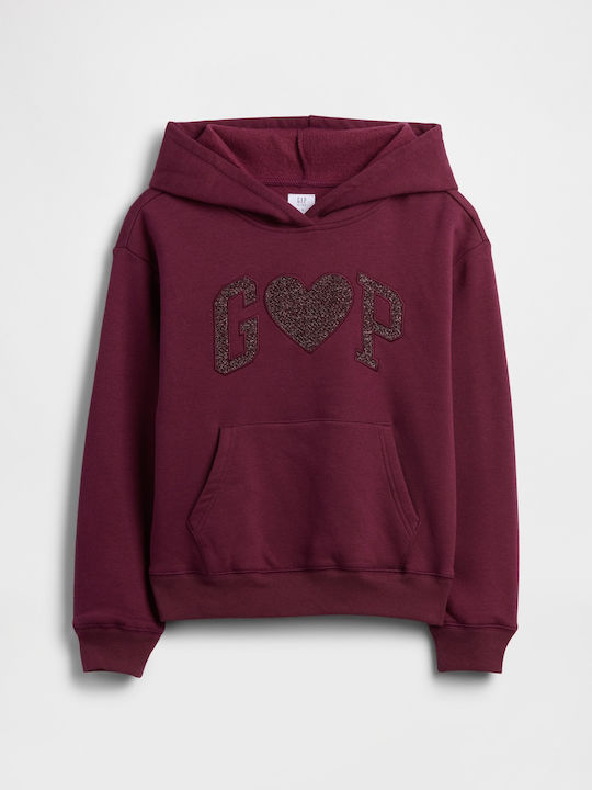 Kids Sweatshirt with Hood and Pockets Burgundy