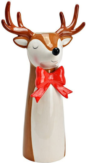 G.Wurm Ceramic Deer Vase with Red Bow Red 18x14xH35cm