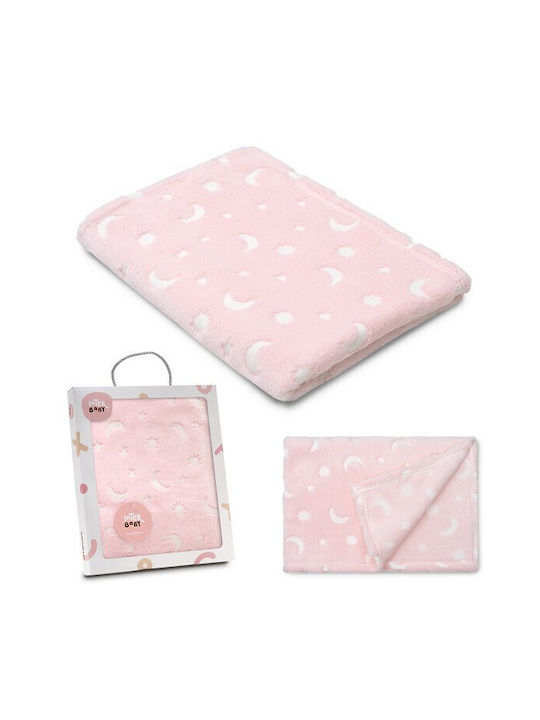 Interbaby Κουβέρτα Αγκαλιάς & Λίκνου Stars Ροζ ...