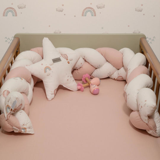 Baby Oliver Crib Bumper Braided Inside Pink 20x200cm