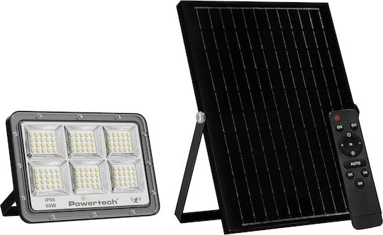 Powertech Waterproof Solar LED Flood Light 60W Natural White 4000K with Remote Control IP66