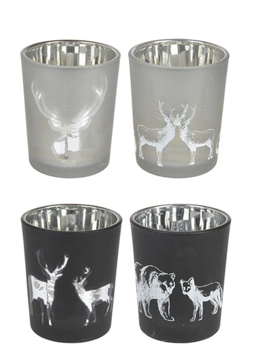 Zaros Set of Candle Holders Glass 7.1x7.8x7.1cm 4pcs Various Designs