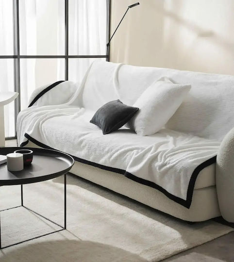Gofis Home Cuverturi Pentru Canapea 2 Locuri 2 Fețe Jacquard 109x250 cm Polar White 109/16
