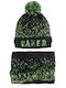 Kids Beanie Set Knitted Black