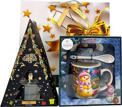 Christmas Delight Package Room Freshener Set Ceramic Mug Plate Spoon In Gift Bag Blue