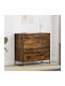 Wooden & Metallic Chest of Drawers Smoked Oak 79x36x75.5cm