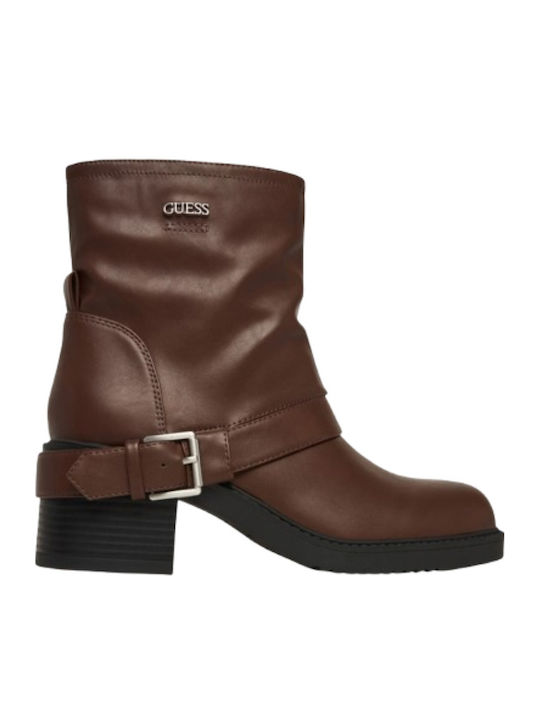 Guess Γυναικεία Μποτάκια Καφέ