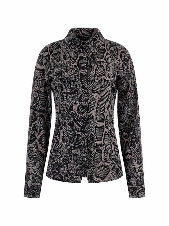 Guess Long Sleeve Women's Satin Shirt Snake Print