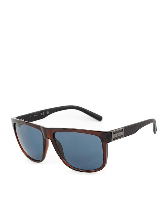 Guess Men's Sunglasses with Black Horn-Rimmed Frame and Blue Lens GO00058 45V