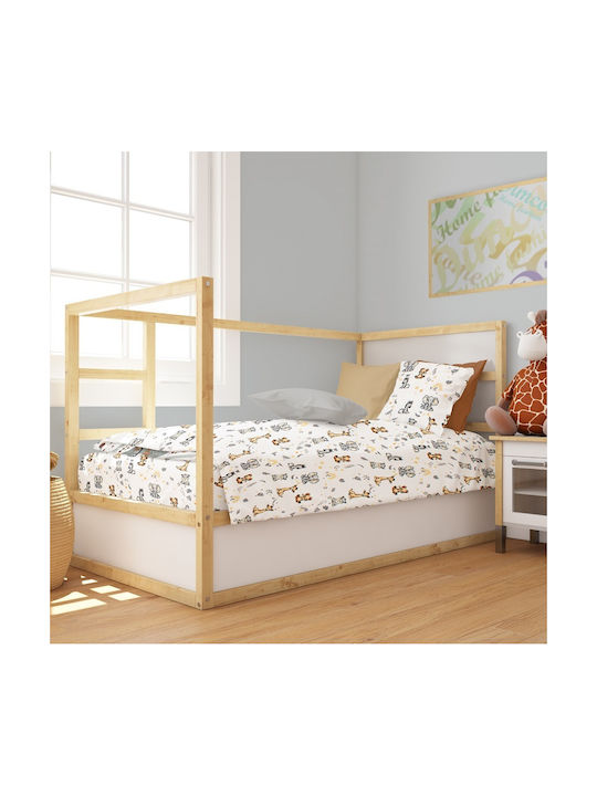 Dimcol Βρεφική Παπλωματοθήκη White-grey 120x160εκ.