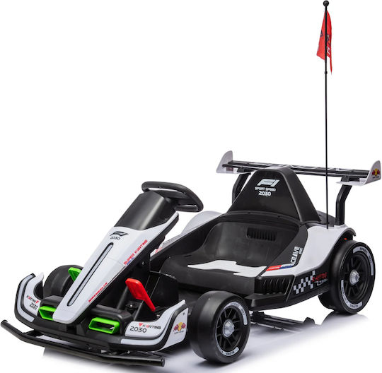 F1 Go Kart Cu Un Loc Cu Telecomandă 24 Volt Alb Pentru 3+ Ani