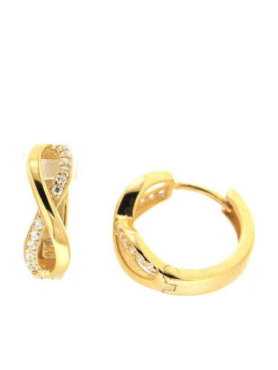 Rubini Earrings Hoops made of Silver Gold Plated with Stones