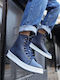 Leder Marineblau Herrenstiefel