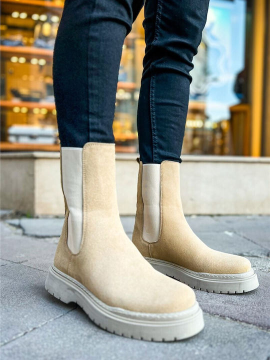Chekich Wildleder Beige Chelsea Stiefeletten