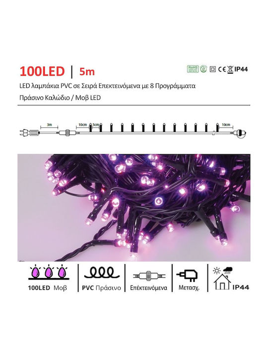 100 Lichterketten LED 3m. Lila in Zeichenfolge 1Stück