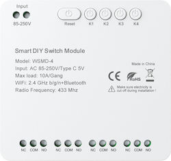 Avatto WSMD-4-250V Smart Switch 4 Channels Wi-Fi Bluetooth & RF 10A