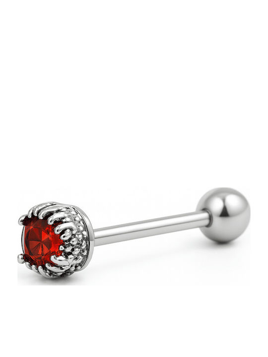 Nire Tongue Piercing Earring Steel Silver / Red