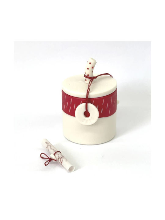 Treis Grammes Hanging Lucky Charm with Wishes White Ceramic 2026 6x6cm 1pcs