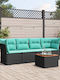 Canapea Cu Patru Locuri De Exterior Din Rattan Cu Perne 55x55x69cm