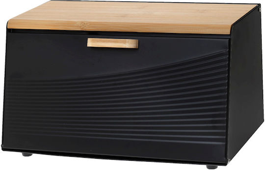 Bamboo Brotkasten mit Deckel Metallisch Schwarz 36x21.6x20.4cm