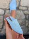 Leder Mules mit Absatz in Hellblau Farbe