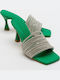 Leder Mules mit Absatz in Grün Farbe