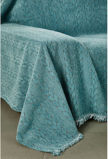 Whitegg Dreisitzer-Sofa Wurf Chenille 180x280cm 3-Petrol Blau