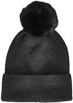 Celestino Women's Beanie Fur Pom Pom Black