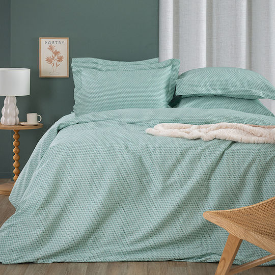 Palamaiki Cotton Satin Duvet Cover Set 230x250cm Double With 2 Pillowcases Pale