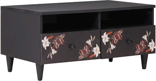 vidaXL Rectangular Central Coffee Table Solid Wood with Drawers Multicolour M80x54x40cm