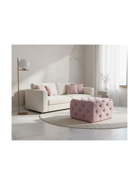 Stool For Living Room Upholstered with Velvet Helmix Roz