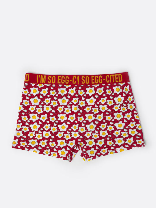 Men's Boxer Red with Patterns