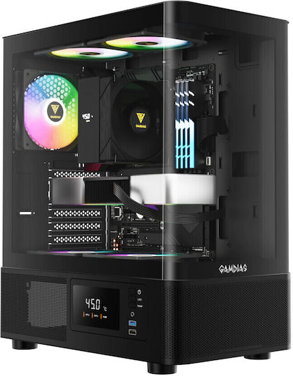 Gamdias ATLAS E2 Gaming Midi Tower Κουτί Υπολογιστή με ARGB Φωτισμό Μαύρο