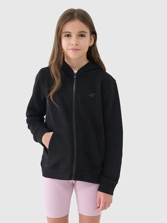 4F Cardigan pentru copii De bumbac cu Glugă Neagră